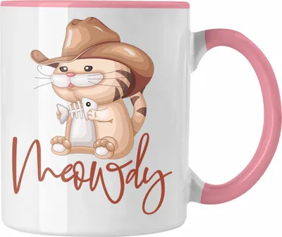 Produktbild von Trendation - Meowdy Tasse Geschenk Katzenliebhaber Geschenkidee (Rosa)