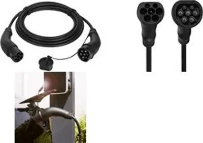 Produktbild von LogiLink EVC0102, Schwarz, Typ 2, Typ 2, Abgewinkelt, Abgewinkelt, IP44