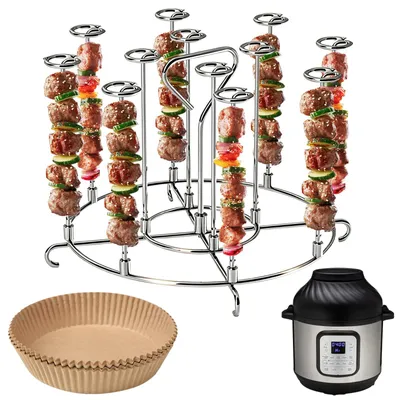 Airfryer-Rack aus Edelstahl, 18,3 cm, mit 12 Spießstäben