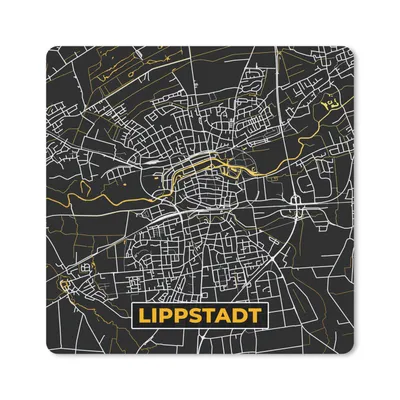 Produktbild von MuchoWow® Mauspad Mousepad Schwarz und Gold - Stadtplan - Lippstadt - Deutschland - Karte 20x20 cm - Mousepads - Maus Mat - Pad - Mausunterlage - Desk Mat - Bureauartikeln
