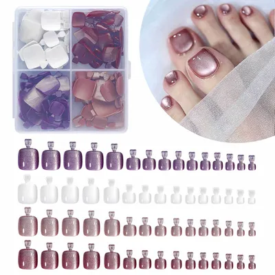 Produktbild von Fußnägel zum Aufkleben, Falsche Fußnägel Kit, 15 Größen Natürliche Künstlich Zehennägel für Damen, Stil B