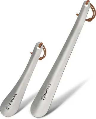 Zdjęcie produktu dla ZOMAKE Metalowa łyżka do butów 18,5 cm Wytrzymała łyżka do butów ze stali nierdzewnej, srebrna