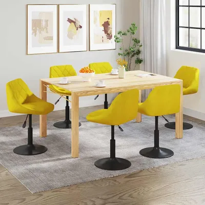 Produktbild von vidaXL Esszimmerstühle 6 Stk. Drehbar Senfgelb Samt