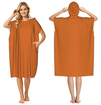 Productafbeelding van Volwassen Hooded Beach Poncho Handdoek - Kaneelbruin