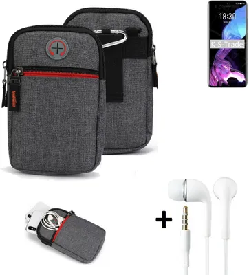 Produktbild von K-S-Trade Gürteltaasche + Kopfhörer kompatibel mit Meizu 18 Handy Tasche Holster Schutz Hülle Handy Hülle grau Zusatzfächer 1x