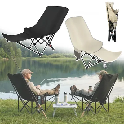 Produktbild von YARDIN Funktionaler Outdoor Mondstuhl, Creme, rutschfeste Standfüße, platzsparend klappbar für Garten, Strand und Camping