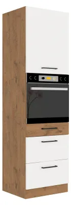 Produktbild von Vigo Hochschrank 60 Eiche Lancelot Weiß Hochglanz Küchenzeile Küchenblock Küche