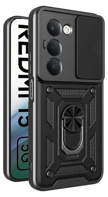 Productafbeelding van MobyDefend Hoesje - Geschikt voor Xiaomi Redmi 15 5G  -  Pantsercase Met Draaibare Ring - Zwart