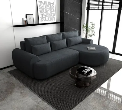 Produktbild von Ecksofa OLIVIO L - Wohnlandschaft Polstersofa Polstercouch (Anthrazit - MODESTO 489) RECHTE SEITE