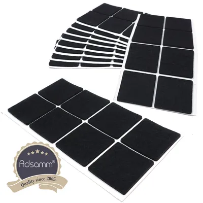 Produktbild von Adsamm® | 80 x selbstklebende Filzgleiter / Schwarz / 50x50 mm / quadratisch / Möbelgleiter aus Filz mit 3.5 mm Stärke