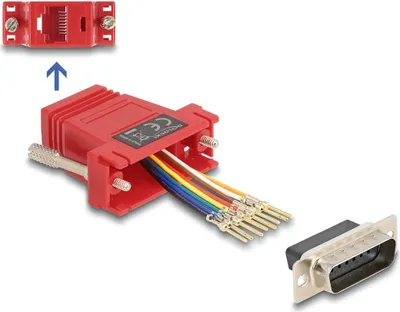 Produktbild von DELOCK Adapter D-Sub15 -> RJ45 St/Bu Montagesatz rot