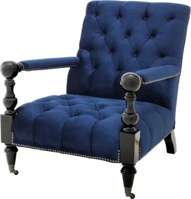 Produktbild von Casa Padrino Luxus Barock Sessel Royalblau / Schwarz Klavierlack - Lounge Sessel - Luxury Collection - Art Deco - Belle Epoche