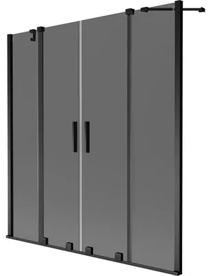 Obrázek produktu pro Mexen Velar Duo vanová zástěna 2křídlá posuvná 160 x 150 cm, grafit, černá - 896-160-000-42-70