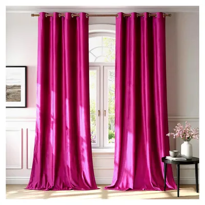Produktbild von Samt-Fenstervorhänge für das Wohnzimmer, 244 cm Länge, 2 Paneele, wärmeisoliert, lichtdicht, Dekor mit Ösen für das Schlafzimmer