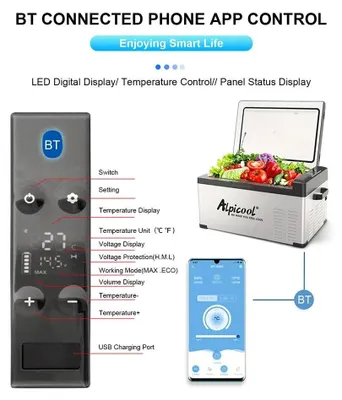 Produktbild von Tragbare Auto Kühlbox - 20L Kompressor Kühlschrank/Gefrierbox - 12V/24V - App-Steuerung per Smartphone - Für Auto und Camping