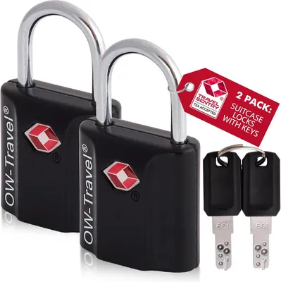 Produktbild von TSA Hangschloss, schwarz, 2 Stück, für Reisen