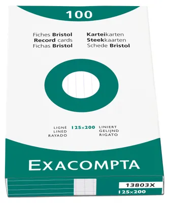 Image de Exacompta 13803X Fiches lignées 125x200mm 100 pièces 205g/m² durable