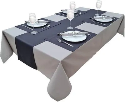 Produktbild von Tischläufer 100% Baumwolle - Designkollektion - ausgewählte Farbe und Größe - hellgrau - 150x350cm