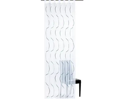 Produktbild von Elbersdrucke Serpentine  Schlaufenschal transparenter Vorhang weiß -türkis 140 x 255 (BxH) cm