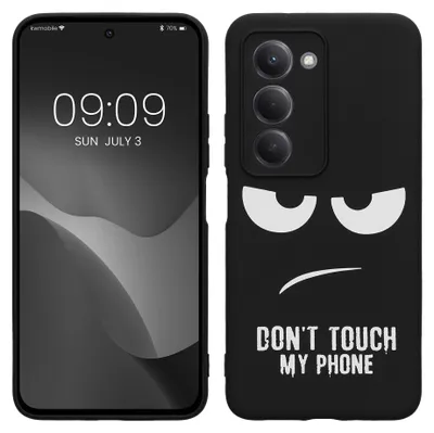 Produktbild von kwmobile Hülle kompatibel mit Xiaomi Redmi 15 5G - Handyhülle Silikon Case - Don't touch my Phone Weiß Schwarz