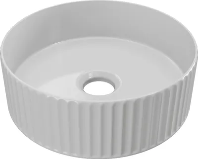 Produktbild von Aufsatzwaschbecken rund - Weiß - Keramik - geriffelt - 36 cm - PEDARA