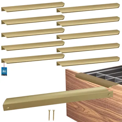 Produktbild von KOTARBAU® 10er Set Möbelgriff Schrankgriffe 276 mm Gold Matt ZnAl Hinterschraubgriffe Kantengriff Schubladengriffe Küche Modern