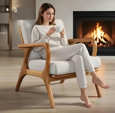 Produktbild von Stilvoller Sessel aus Holz für Entspannungsmomente