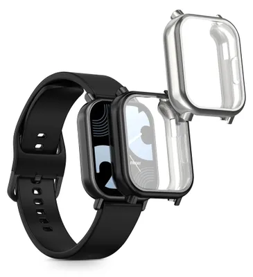 Obrázok produktu pre kwmobile 2x silikónové puzdro pre Xiaomi Redmi Watch 5 Lite – súprava silikónových puzdier na celý displej – čierna a strieborná