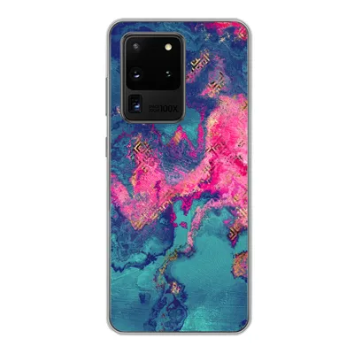 Produktbild von MuchoWow® Handyhülle Schutzhülle Hülle für Samsung Galaxy S20 Ultra Marmor - Farbe - Rosa - Blau Silikon Softcase Handy Hülle - Karteninhaber