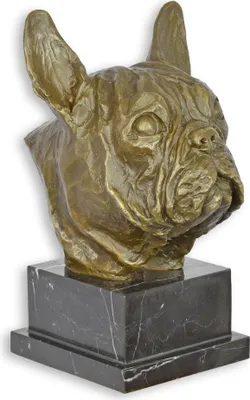 Produktbild von Bronzeskulptur Büste einer Bulldogge Replikat Retro Design Dekoration