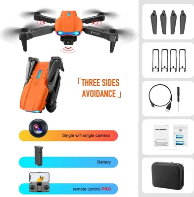 Immagine prodotto di K3 E99 Pro 4K Mini Drone Elicottero Tre Lati Evitare Ostacoli Giocattolo Quadcopter pieghevole, Singola Fotocamera (Arancione)