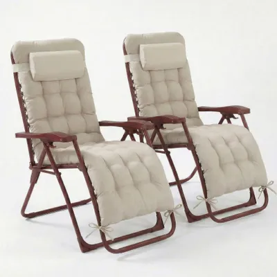 Image de CASABEL lot de 2 chaises pliantes Zéro Gravité Terracotta avec coussin, fauteuils extérieurs inclinables en Acier et toile Textilene