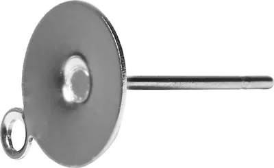 Produktbild von 10 x Ohrstecker Rohling mit Platte und Öse Edelstahl 5-8mm Größe - 8 mm