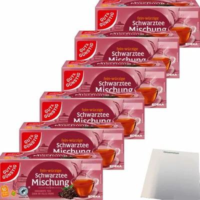 Produktbild von G&G Schwarztee Mischung 6er Pack (6x 50x1,75g) + usy Block