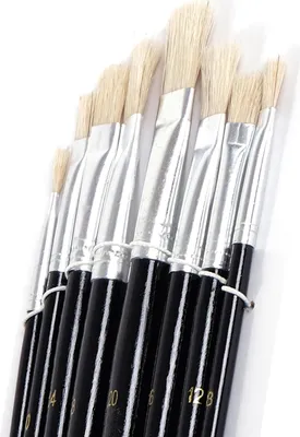 Produktbild von 8 tlg. Malpinsel Set | eckig, Aluminium, versch. Größen | Naturhaar