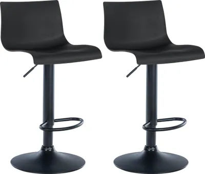 Produktbild von 2er Set Barhocker GEBEL - Kunststoff Schwarz 39x36x84 cm | Barstuhl Höhenverstellbar Mit Lehne Drehbar Tresenhocker Tresenstuhl Kneipenhocker