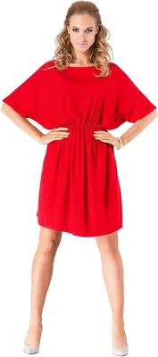 Produktbild von Kleid Minikleid, 3/4 Arm mit Gummizug an der Taille ; Rot S/M 36/38