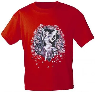 Produktbild von T-Shirt mit Print - Fee Rosenbogen - Gr. S-2XL - 10865 - versch. Farben zur Wahl - Color - rot Größe - S