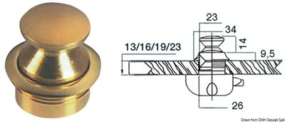 Zdjęcie produktu dla Gałka z polerowanego mosiądzu 23 mm Osculati 38.181.07