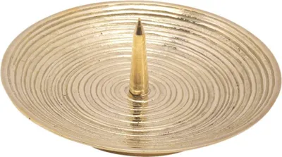 Produktbild von Kerzen -Rillen-Teller mit Dorn Ø12cm Kerzenteller Messing Gold Kerzenhalter Deko