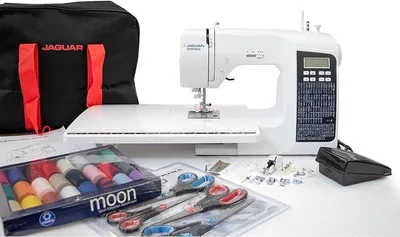 Imagen del producto de Máquina de coser computarizada con variedad de puntadas, 9 tipos de ojales, e incluye un amplio kit de accesorios