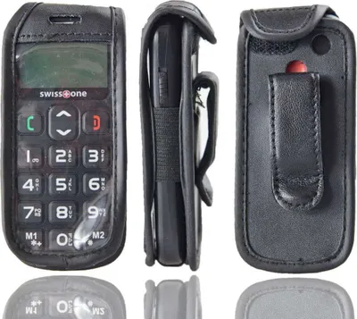 Produktbild von caseroxx Ledertasche mit Gürtelclip kompatibel mit Swisstone BBM 320 aus Echtleder, Tasche mit Gürtelclip und Sichtfenster