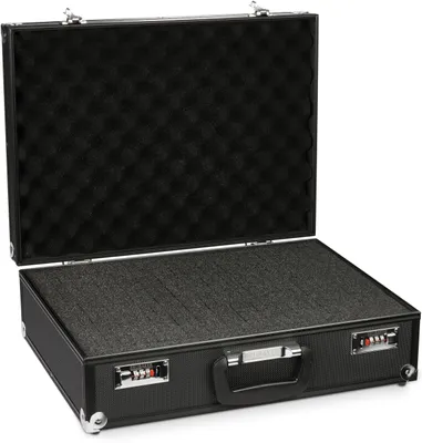 Image de BRUBAKER Valise de transport universelle en aluminium - Valise photo avec mousse pour appareils photo, équipement et outils - Valise de protection pour appareil photo avec serrure à combinaison - 46,5 x 34 x 15 cm, noir