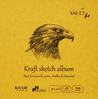 Immagine prodotto di SMLT Quaderno per schizzi quadrato Kraft 14 cm 90g 48 fogliArtista