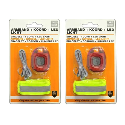 Produktbild von 2x Reflektorband mit LED Licht inkl. Batterie Dauerlicht und Blinklicht Joggen Lauflicht Reflektor Sicherheitslicht Sicherheitsband