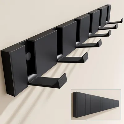 Produktbild von doporro Garderobenhaken Wand Moderne Wandgarderoben aus Aluminium Garderobenleiste klappbar kleiderhaken mit 6 Beweglichen Haken Wandhaken Schwarz