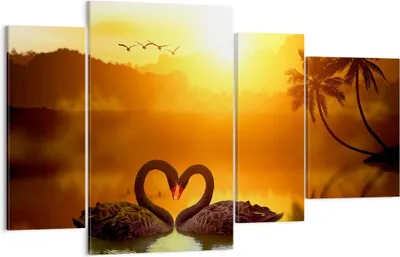 Produktbild von Bild auf Leinwand - Leinwandbild - Schwan Wasser Paar - 120x70cm - Wand Bild - Wanddeko - Leinwanddruck - Bilder - Kunstdruck - Wanddekoration - Leinwand bilder - Wandkunst - DL120x70-3855