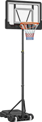 Produktbild von Basketballständer, Rollen, Rückwand, Mobiler Basketballkorb, Verstellbare Korbhöhe 156–210 cm, Jugend, Außenbereich