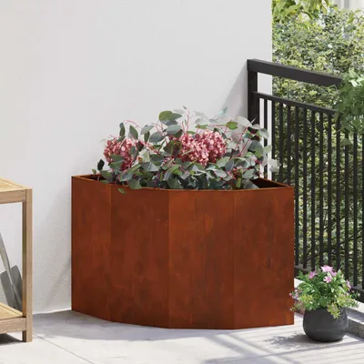 Produktbild von "Schlussverkauf" Eckpflanzer im Garten - 1 pc - Hochbeet/Gartenbeet - Rostig 60x60x50 cm Wetterfeststahl C13643