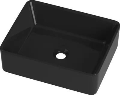 Image de Lavabo rectangulaire noir en céramique pour salle de bains Vega